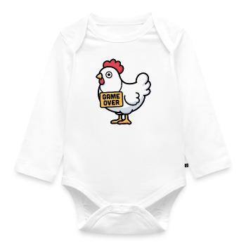 Hühnchen-Spiel vorbei - Baby Bio-Langarm-Body - Weiß - Vorne