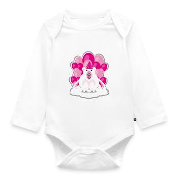 Geburtstags Eisbär in Pink und Rosa. - Baby Bio-Langarm-Body - Weiß - Vorne