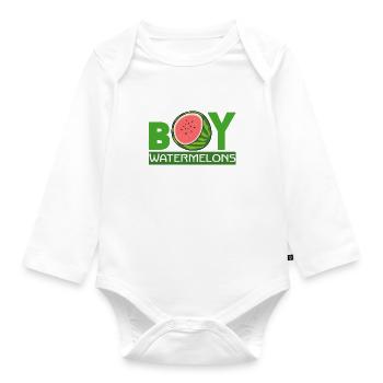Junge mag tropische Sommerfrüchte Wassermelone - Baby Bio-Langarm-Body - Weiß - Vorne