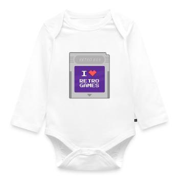 Retro Boy - Ich liebe Retrogames - Baby Bio-Langarm-Body - Weiß - Vorne