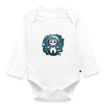 Petit chat mignon comme astronaute astronaute - Body Bébé bio manches longues - blanc - Devant