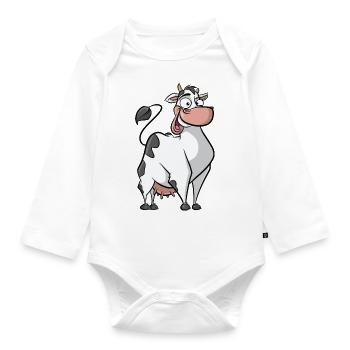 Funny Cow - Farm Muh Country Life Dairy Cow - Organic Longsleeve Baby Bodysuit - white - Front