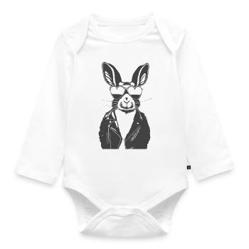 Cool Rabbit Casual Leather Jacket - Organic Longsleeve Baby Bodysuit - white - Front
