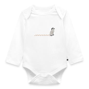 Joli bébé pingouin se dandinant dans la neige - Body Bébé bio manches longues - blanc - Devant