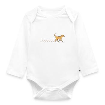 Lustiger Fußabdruck, niedlich, watschelnder Hund - Baby Bio-Langarm-Body - Weiß - Vorne