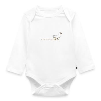 Cute Waddling Duck Footprint Paws Nature - Organic Longsleeve Baby Bodysuit - white - Front