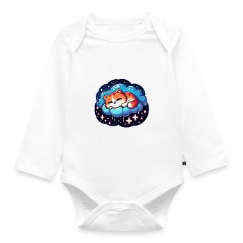 Cute sleeping kitten - Organic Longsleeve Baby Bodysuit - white - Front