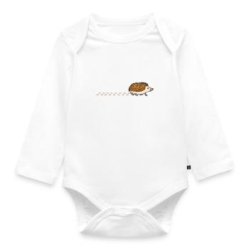 Cute Hedgehog Waddling Paws Footprint - Organic Longsleeve Baby Bodysuit - white - Front