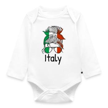 Italie Flag Lunettes de soleil Drapeau italien - Body Bébé bio manches longues - blanc - Devant