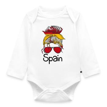 Spain Flag Vintage Spanish Flag Used Look - Organic Longsleeve Baby Bodysuit - white - Front