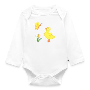 Canetons et papillons - Body Bébé bio manches longues - blanc - Devant