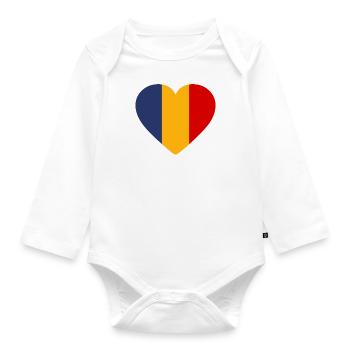 Drapeau du cœur de la Roumanie - Body Bébé bio manches longues - blanc - Devant