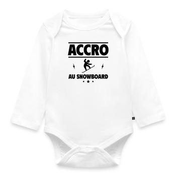 accro au snowboard - Body Bébé bio manches longues - blanc - Devant