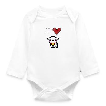 I LOVE SHEEP - Pixelart - sweet sheep - Baby Bio-Langarm-Body - Weiß - Vorne