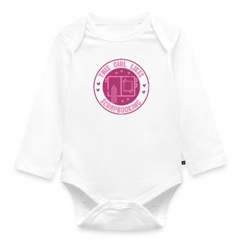 Girl Likes Scrapbooking Hobby Crafter Designer - Organic Longsleeve Baby Bodysuit - white - Front