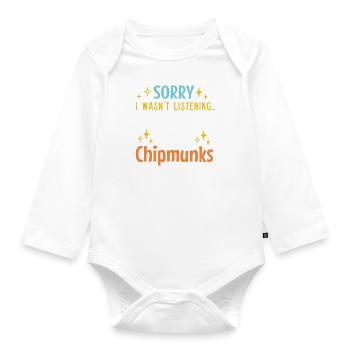 Thinking About Chipmunks Nature Wildlife Animal - Organic Longsleeve Baby Bodysuit - white - Front