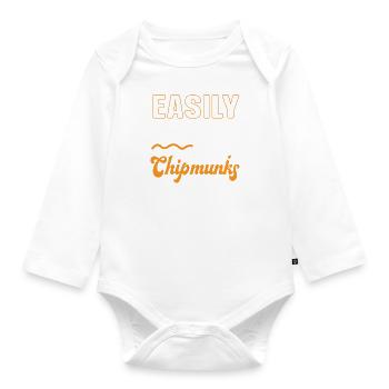 Distracted by Chipmunks Ironic Squirrel Forest - Organic Longsleeve Baby Bodysuit - white - Front