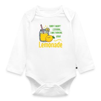 Thinking About Lemonade Citrus Lemon - Organic Longsleeve Baby Bodysuit - white - Front