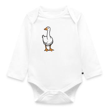 Life With Geese Nature Ironic Saying Goose - Organic Longsleeve Baby Bodysuit - white - Front