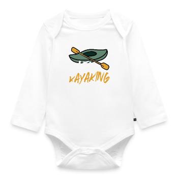 Life With Kayaking Ironic Kayak Quote Outdoor - Organic Longsleeve Baby Bodysuit - white - Front