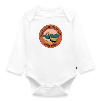 Easily Distracted by Geese Wildlife Cute Goose - Organic Longsleeve Baby Bodysuit - white - Front
