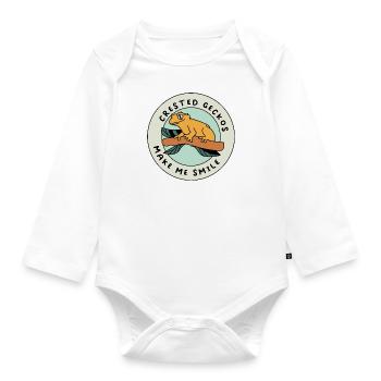 Crested Geckos Make Me Smile Cute Lizard Animal - Organic Longsleeve Baby Bodysuit - white - Front