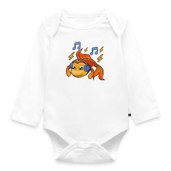 Goldfish Kopfhörer zum Musikhören Musiker - Baby Bio-Langarm-Body - Weiß - Vorne