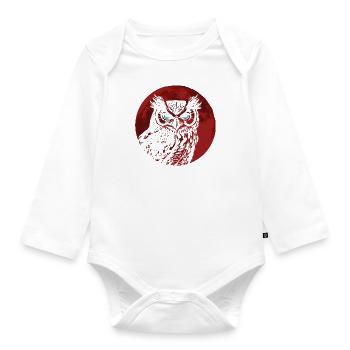 Owl Wildlife Nature Bird Wilderness Nature - Organic Longsleeve Baby Bodysuit - white - Front
