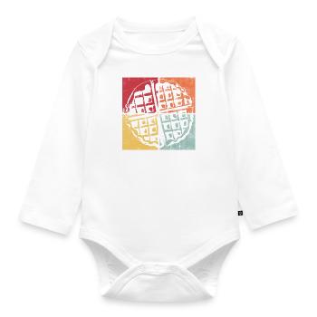 Gourmet-Hobbykoch im Waffeldesign im Retro-Design - Baby Bio-Langarm-Body - Weiß - Vorne