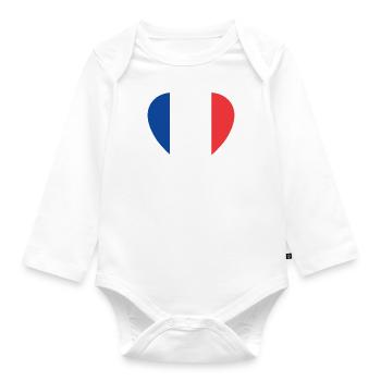 Frankreich Herz - Baby Bio-Langarm-Body - Weiß - Vorne