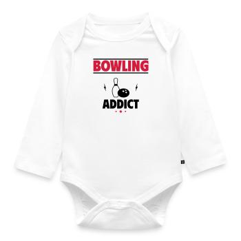 Bowling Addict - Organic Longsleeve Baby Bodysuit - white - Front
