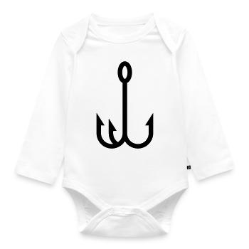 Fishing hook angler icon - Organic Longsleeve Baby Bodysuit - white - Front