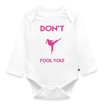 Funny Karate Girl Don't Ponytail Fool You - Baby Bio-Langarm-Body - Weiß - Vorne