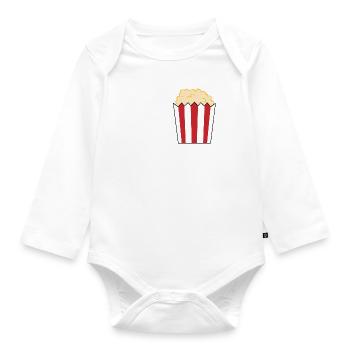 Garçon aime le pop-corn et regarder des films - Body Bébé bio manches longues - blanc - Devant