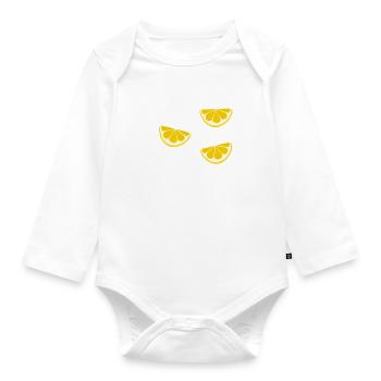Lemons and Music Notes Musician Clef - Organic Longsleeve Baby Bodysuit - white - Front