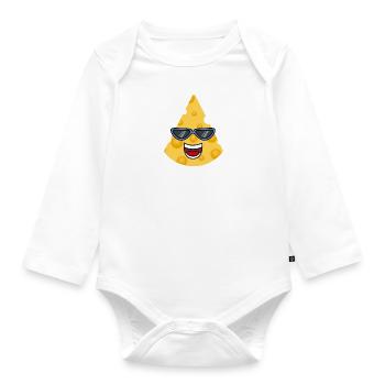 Cheezzle Funny Saying Cheese Making Food - Organic Longsleeve Baby Bodysuit - white - Front