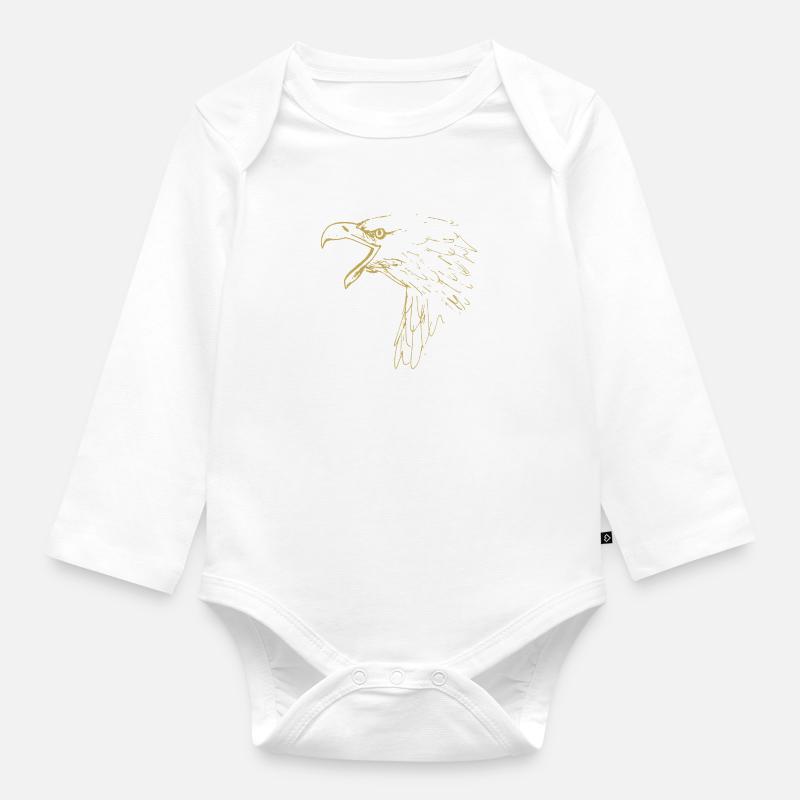 Illustrierte Designs mit Adler - Baby Bio-Langarm-Body - Weiß