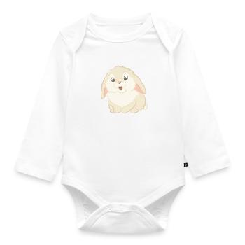 Cute rabbit as illustration - Organic Longsleeve Baby Bodysuit - white - Front