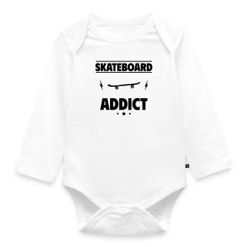 Skateboard Addict - Organic Longsleeve Baby Bodysuit - white - Front