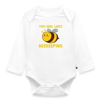 Fille aime l'apiculture miel et abeille - Body Bébé bio manches longues - blanc - Devant
