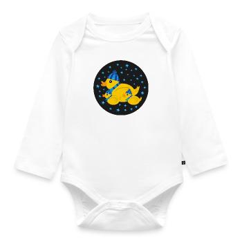 Drei Enten im Winter mit Sternen. - Baby Bio-Langarm-Body - Weiß - Vorne