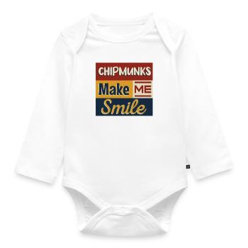 Chipmunks Cute Squirrel Forest Animal Nature - Organic Longsleeve Baby Bodysuit - white - Front
