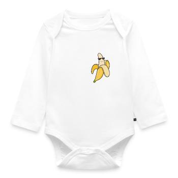 Citation drôle de fruits exotiques bananes Manger - Body Bébé bio manches longues - blanc - Devant