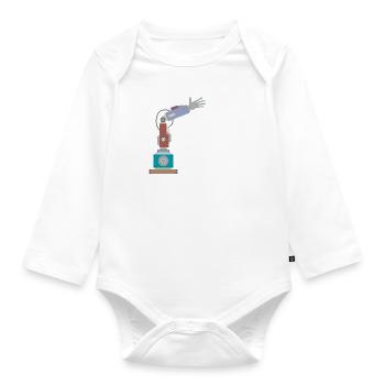 Junge mag Robotik, Maschinenbau - Baby Bio-Langarm-Body - Weiß - Vorne