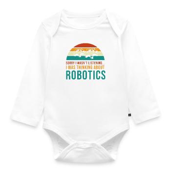 Über Robotik nachdenken Mechaniker Ingenieur - Baby Bio-Langarm-Body - Weiß - Vorne
