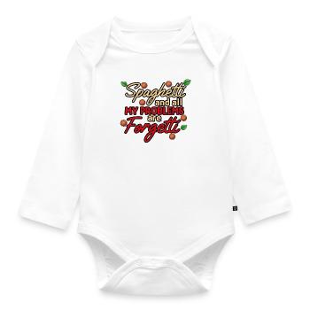 Spaghetti Make Problems Forgetti Pasta Noodles - Organic Longsleeve Baby Bodysuit - white - Front