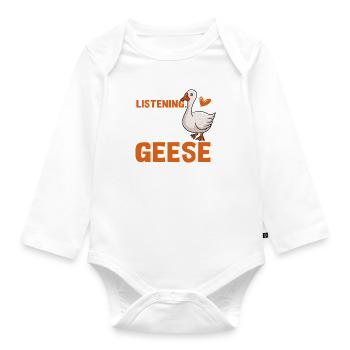 Thinking About Geese Bird Nature - Organic Longsleeve Baby Bodysuit - white - Front