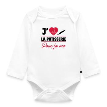 J'aime la pâtisserie pour la vie et les délices ! - Body Bébé bio manches longues - blanc - Devant