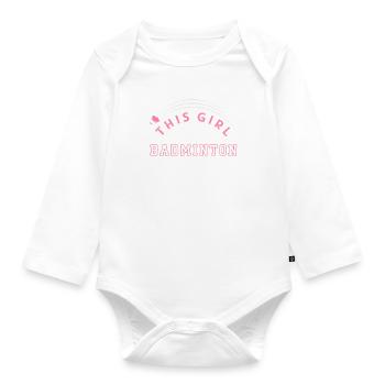 Une fille aime le badminton, les loisirs et les - Body Bébé bio manches longues - blanc - Devant