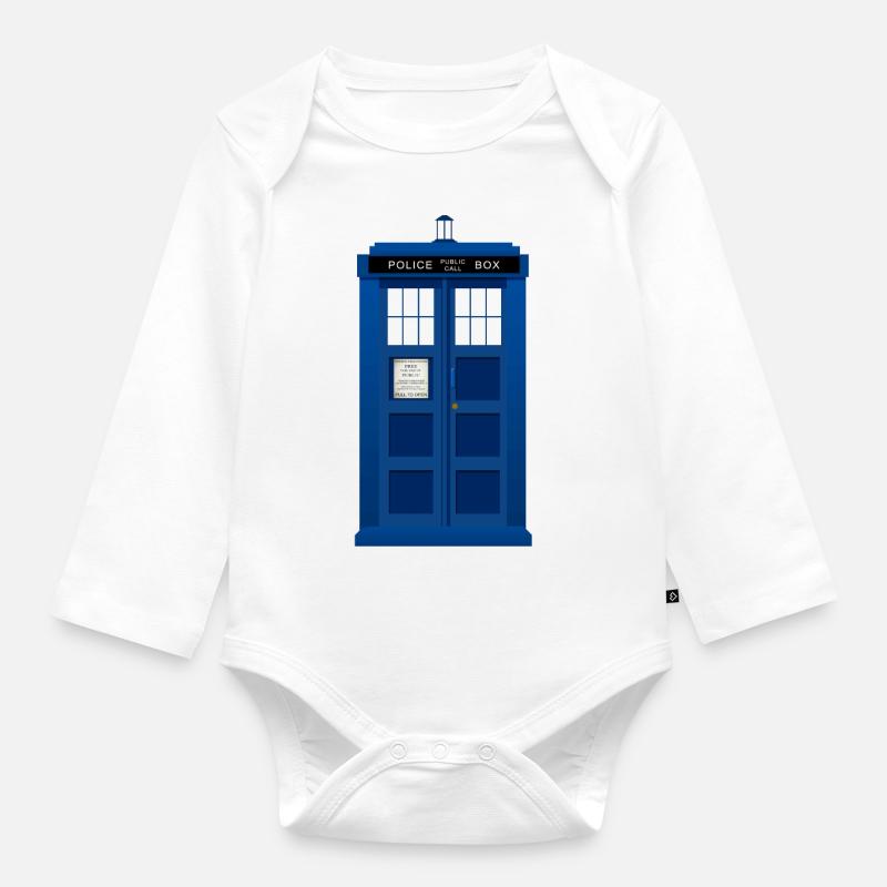 Police box tardis - Body Bébé bio manches longues - blanc